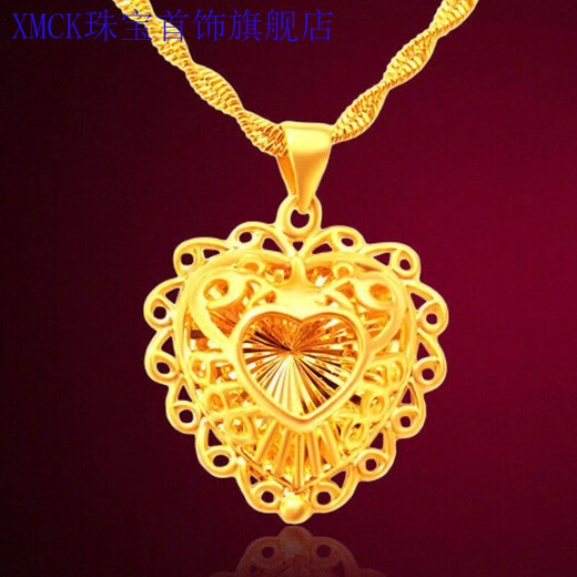 XMCK Old Phoenix 999 Gold Foot Collar de oro El amor y la moda de las mujeres Versátiles Versátiles de la altura del colgante Luz de lujo Cadena de clavículas Rose Heart 2.68g [Se venderá para 2691 yuan pronto]