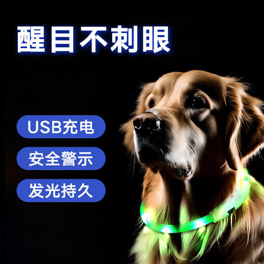 Luhid dog collar, luminous dog leash, multiple luminous colors, adjustable size, anti-lost rechargeable model for walking the dog at night