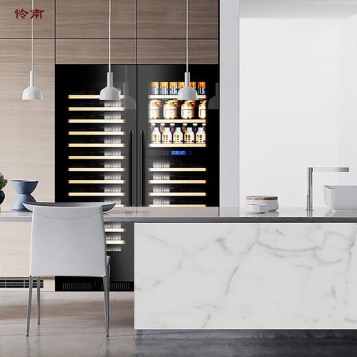 Kaooseen constant temperature wine cabinet embedded ultra-thin ultra-thin embedded red wine cabinet constant temperature wine cabinet tea ice bar beverage cabinet living room household double temperature glass door double temperature / 1.79 meters / 62 pieces 450 depth