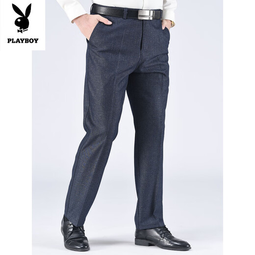Playboy (PLAYBOY) Autumn and Winter plus velvet thickened middle-aged casual pants for men's pants for middle-aged and elderly people with high waist loose straight paws for father-wearing old man with velvet 16855 thickened 28 (2.16 feet waist circumference) 80-90Jin[Jin equals 0.5 kg]