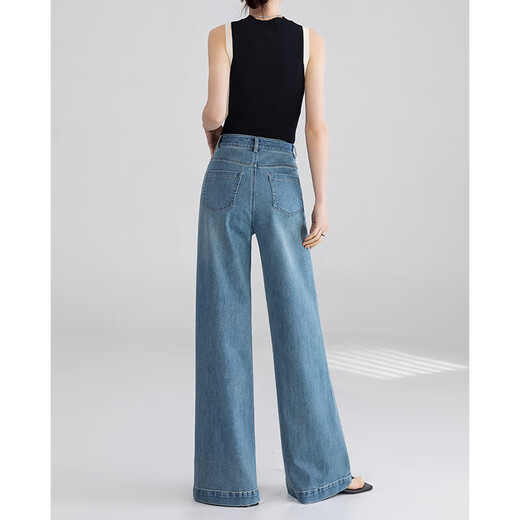 Jeans de pierna ancha de moda y de alta gama para mujeres en primavera y verano 2025 Nuevos pantalones de piso bañados de cintura alta 2XL 2XL