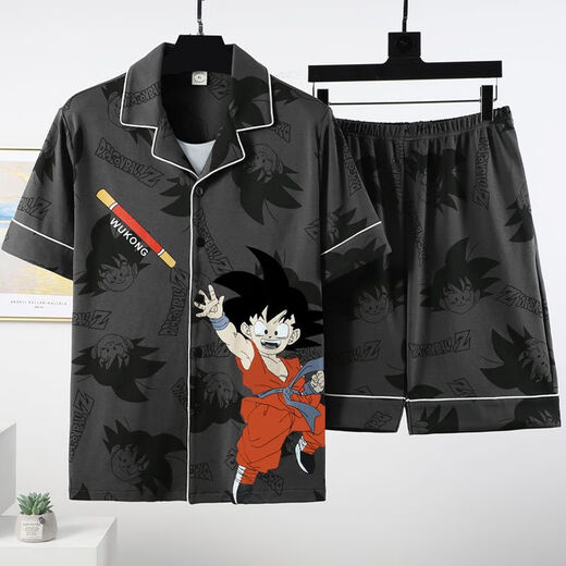 Mu fengqing Pyjama Herren Sommer kurzärmelige Shorts Comic Student Thin Plus Fat Plus Size Herren Hauskleidung Casual Anzug Red Eye 3271 [Cartoon-Anzug] m Standard (High 165100Jin [Jin entspricht 0,5 kg]))