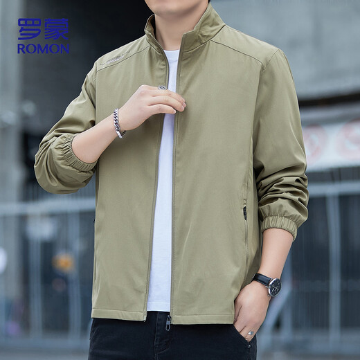 Lomon jacket men's autumn versatile and comfortable business casual stand collar executive cadre top jacket men 2366 Khaki XL