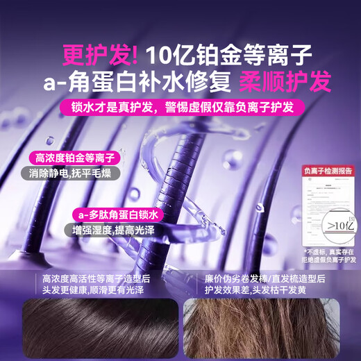 DIKTT German hair straightening comb with negative ions that won't hurt your hair, wireless and portable, anti-static, Zhao Lusi's same style splint straight hair artifact, curly hair bangs, dual-purpose styling, inner buckle and fluffy two-in-one candy powder, 900 million negative ions, won't hurt your hair, exclusive version, 80 million negative ions for hair care, digital display