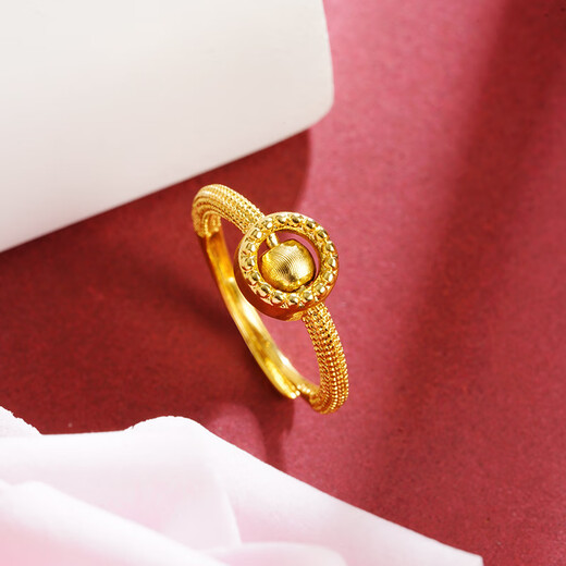 Time to Run Ring for Women, Adjustable Niche Light Luxury Lucky Beads Cat's Eye Simulated Sand Gold Birthday Gift Time to Run Ring (Adjustable)