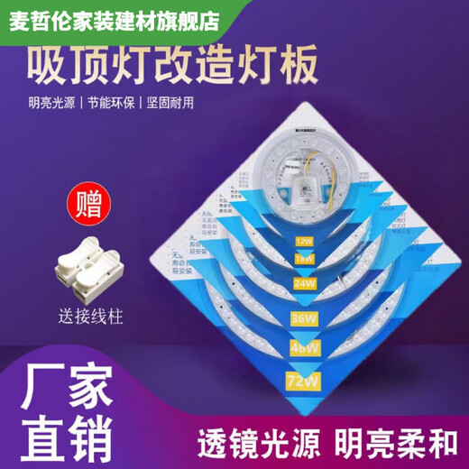 Vinoa LED ceiling lamp wick led lamp panel upgraded version round energy-saving bulb household lamp bead panel module edge drive patch 18W edge drive diameter 15.5cm white light