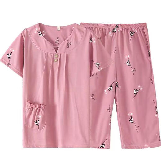 Mu Fengqing, Mutter und ältere Mutter Pyjamas, Damen, reine Baumwoll-Kurzärärmel-Sommer-Dünne, lässige alte Dame Thin Home Clothes Sommer YMY3937 2xl [Vorschlag 135-155jin [Jin gleich 0,5 kg]]]