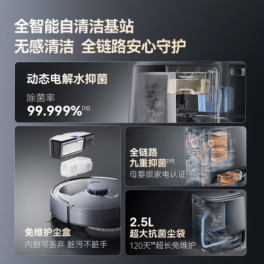 Yunjing sweeping robot Xiaoyao 001 integrated sweeping and mopping automatic cleaning, zero-wrapped floor cleaning machine floor mopping robot National subsidy [flagship] Xiaoyao 001 water tank version