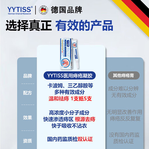 YYTISS hemorrhoid cream medical carbomer hemorrhoid gel special removal of flesh balls and roots hemorrhoid cream mole Cang genuine anal itching