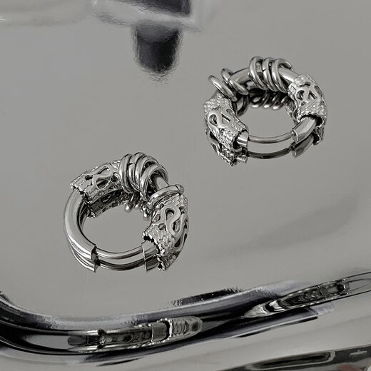 Fansheng Yulong pattern earrings, earrings for men and women, high-end trendy hip-hop plain earrings, punk students, pierced earrings, ear clips, dragon pattern earrings, 1 pair