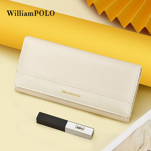 WILLIAMPOLO Wallet Women's Long 2025 New Genuine Leather Clutch Large Capacity Multi-Card Slot Card Bag Chinese Valentine's Day Gift White Gift Box Packaging