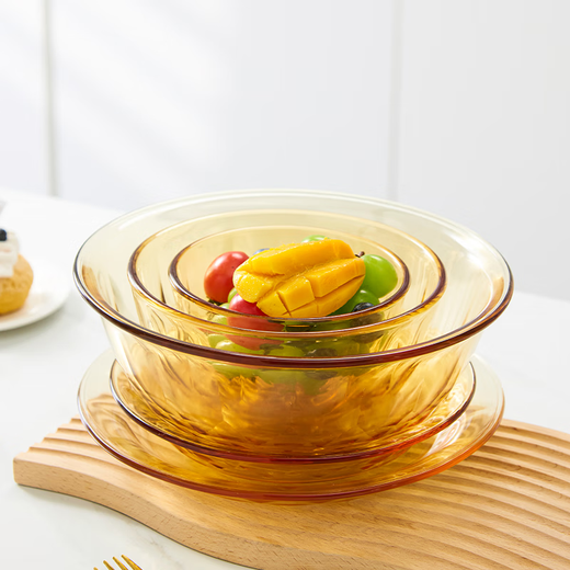 Glass bowl and plate, high borosilicate, high temperature resistance, microwave and refrigeration, fruit plate, soup bowl, vegetable plate, soup bowl, household rice bowl, Yizhuan noodles bowl 1050ML (1 pack)