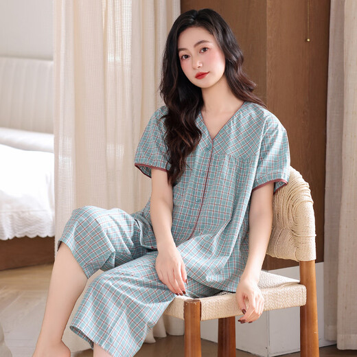 Palanto Frauen purer Baumwoll-Pyjamas dünne 2025 neue Sommer mittleren Alters in der mittleren Alter lässig Großgröße Home Clothing Set Herbst Frühling Rose [reines Baumwollweich und atmungsaktiv] 3xl [ca. 160-180jin [Jin entspricht 0,5 kg]]