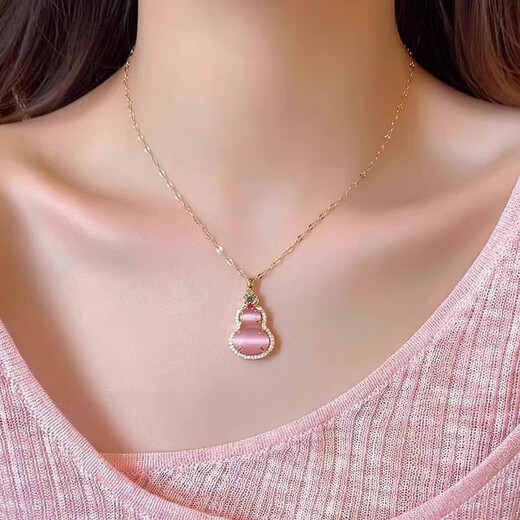 Gourd Pendant Necklace for Women Light Luxury Niche 2025 New Clavicle Chain Mother's Day Gift for Mom M1205 Pink Gourd Necklace