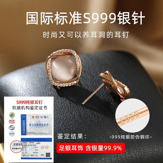 Idel's high-end earrings for women, cat's eye stone earrings, light luxury, high-end, atmospheric 2025 new earrings, niche fashion accessories, E4057 cat's eye stone earrings