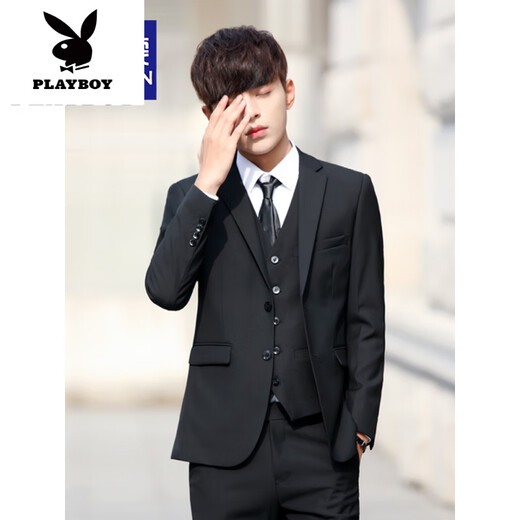 Playboy (PLAYBOY) Teenage High School Students 18 Years Old Adult Dress Suit College Style Student Formal Suit Suit Men's Jacket New Black 2-button Suit Top S 165 Recommendation 90-105Jin Jin is equal to 0.5 kg
