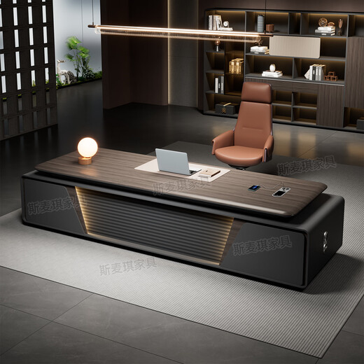 Simaqi boss desk office desk light luxury high-end modern simple short side cabinet president desk executive desk manager desk computer desk 2.2 meters table ordinary surface + chair + six door bookcase