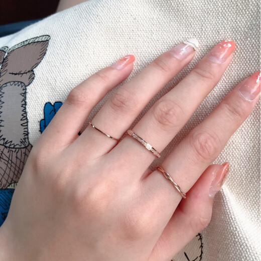 Fat Donglai's same 18k gold frosted ring with white 18K plain ring rose gold ring for women with light luxury feel 2025 new style gold-frosted No. 9-large (fat)