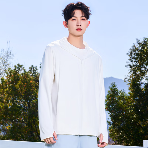 Miniso UPF100+ High Power Sun Protection Clothing Men's Ice Silk Lightweight Outdoor Cycling Fishing Cool Sun Protection Clothing Z Light Gray L