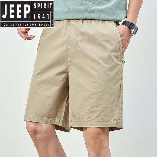 JEEP SPIRIT summer shorts men's solid color casual pants outside wearing men's loose simple five-point pants men's pants 9215 navy blue M