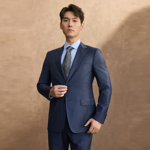 MAYORLORO PIANA pure sheep wool 150 count fabric half wool lining craft men's suit top dark blue 170A (170/92A)