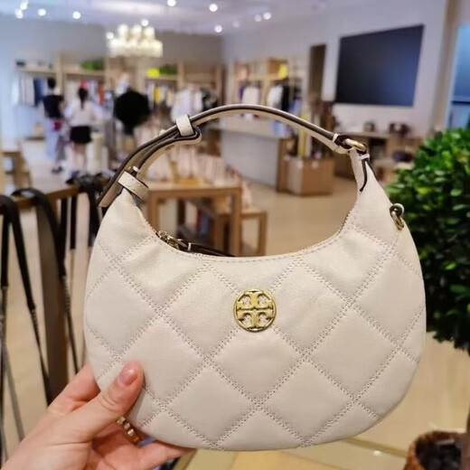 Tory Burch TB-Willa Double T Letter Logo Logo Crescent Bag Underarm Bag Shoulder Bag New Year’s Day Gift for Girlfriend White 149671-724