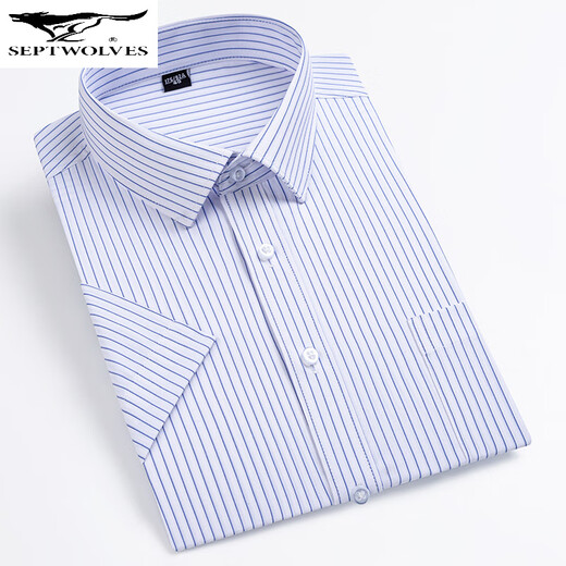 
Seven Wolf Men's Short Sleeve Shirt 2025 Summer Middle-aged Business Casual Versatile Comfortable Breathable Cotton Professional Work Shirt DX6624 44