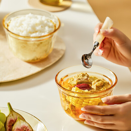 Corning (VISIONS) glass stew pot 450ml crock pot stew steamed egg custard bowl with lid, one person, one cup dessert bowl, heatable and high temperature resistant