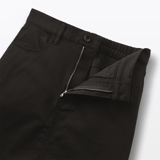 MUJI Women's Stretch Mercerized Twill A-Line Skirt Long Skirt Women's 25th Autumn Skirt Women's BE1YTC5A Black M (160/66A)