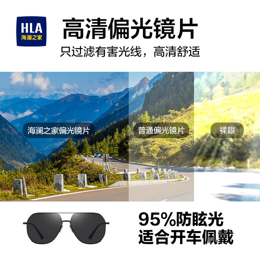 Hailan Home (HLA) polarisierte Sonnenbrille, modische Pilot-Sonnenbrille, ultravioletische Fahrbrillen für Männer, schwarzer Rahmen für Frauen, schwarzer grauer Film