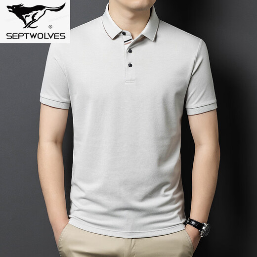 
Seven Wolves 2025 summer new short-sleeved T-shirt for men, middle-aged and young people, simple casual and versatile lapel solid color POLO shirt men's clothing F52-SM6627 white S 165