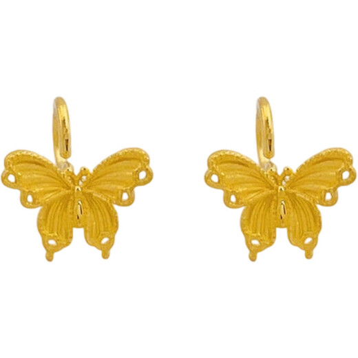 Laomiao Gold Butterfly Earrings Pure Gold Sweet Fairy Butterfly Earrings for Girlfriend and Wife as a Birthday Gift About 2.51g