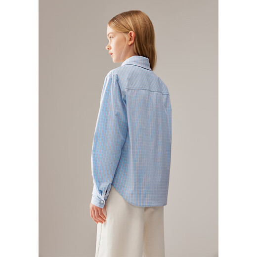 ELLE KIDS autumn girls new French simple classic versatile plaid lapel top long-sleeved high-intelligence shirt