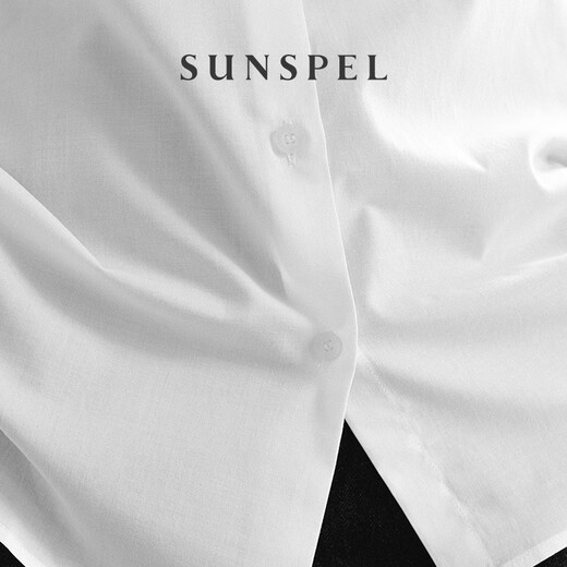 SUNSPELSUNSPEL Women's Spring Classic Cotton Twill Long-Sleeved White Shirt White S