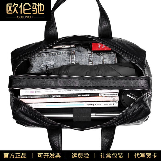 OULUNCHI hand reisetasche männer echtes leder große kapazität männer tasche leder schulter umhängetasche business männer handtasche schwarz 29*18*40CM