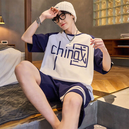 Qingyou Dragon Ball Wukong Pyjamas Men's Summer Summer à manches courtes Dragon Ball Wukong Teenager Junior High School Student Style Thin Large 6627 # Luffy-Dmy - Shorts à manches à manche