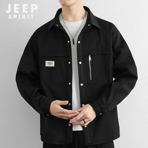 JEEP SPIRIT吉普衬衫男长袖秋季休闲工装外套男宽松百搭夹克上衣新款男装