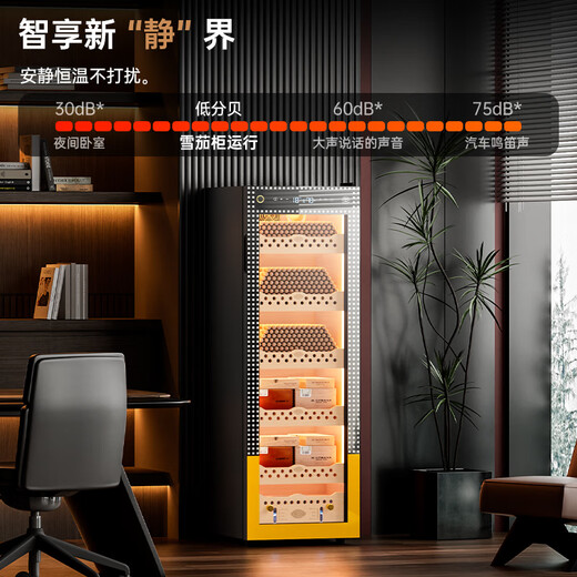 Kelong 138C cigar cabinet with constant temperature and humidity, air-cooled and frost-free, frequency conversion, WiFi, intelligent remote control, safety fingerprint lock, negative ion ammonia removal, cedar wood liner shelf, cigar and wine cabinet, 138C cedar wood liner, Cuban pattern+pure ammonia+WiFi+fingerprint lock