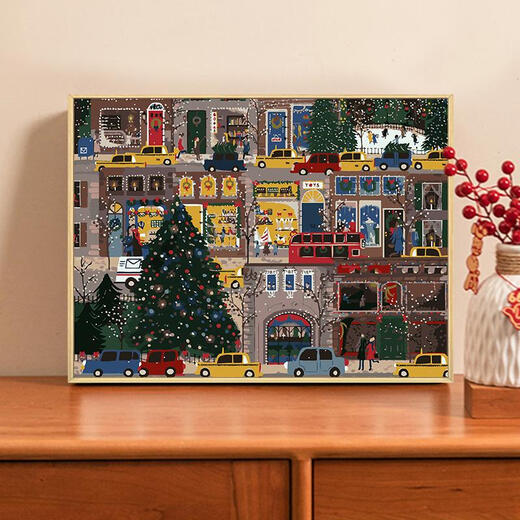 
Three-April Tiger galison winter light Christmas digital oil painting DIY fill color hand-painted gift high-value decorative painting hanging painting qx15841 60*70cm thick inner frame + exquisite outer frame