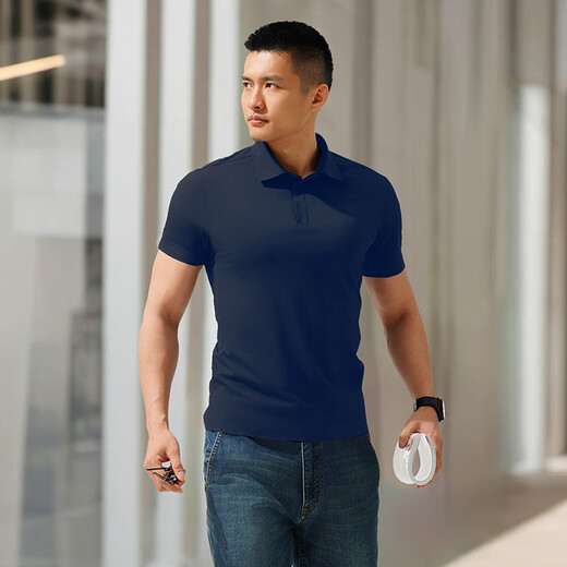 Longya 2 pieces or more - 100 Yinxia COOLMAX short-sleeved POLO shirt for summer outer wear commuting business casual lapel versatile abyss blue M (175/96A 140-155Jin Jin equals 0.5 kg)