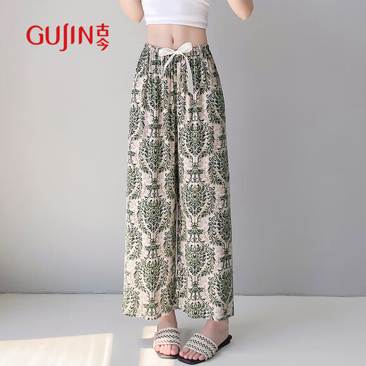 Ancient and Modern (Gujin) [Pantalon frais] Nouveau pyjamas printanier et d'été pour la soie en coton mince des femmes peut porter un pantalon de climatisation anti-moustique moustique pantalon à la maison pantalon à la maison