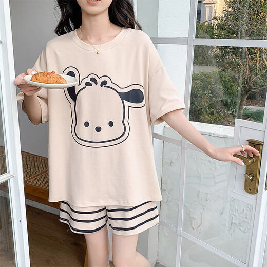 UKUHPK短袖睡衣女夏季居家服卡通学生版套装少女卡通甜美可爱加肥加大 680帕恰狗+679绿恐龙 M 【80-98斤】