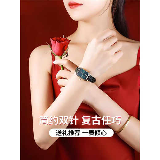 阿玛尼Armani阿玛尼女士手表 时尚镶钻皮带贝母石英小绿表方形潮AR11149七夕送礼送女友送男友 AR11519
