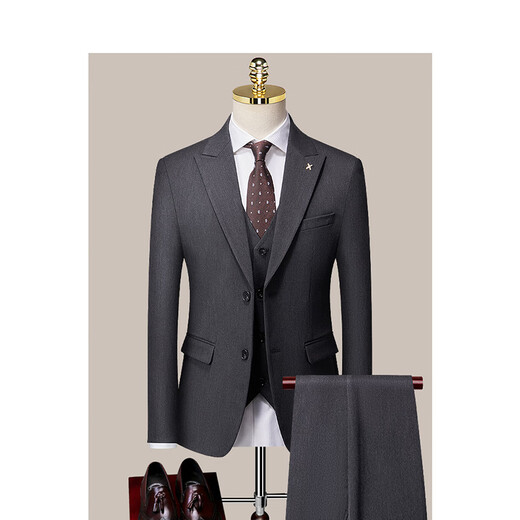 
TPZBWG high-end brand suit suit set for men 2025 new business casual groom wedding dress three-piece dark gray two-piece M