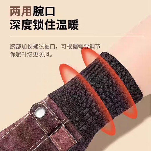 Colorful genuine leather gloves for men in autumn and winter, warm, windproof, velvet, thickened and coldproof, outdoor riding electric motorcycle cotton gloves