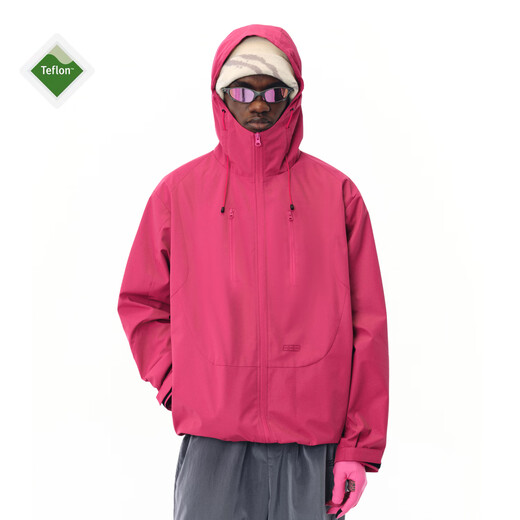 FPA three-proof double-pull hooded three-dimensional structure charge outdoor sports windproof couple jacket style outer jacket black L