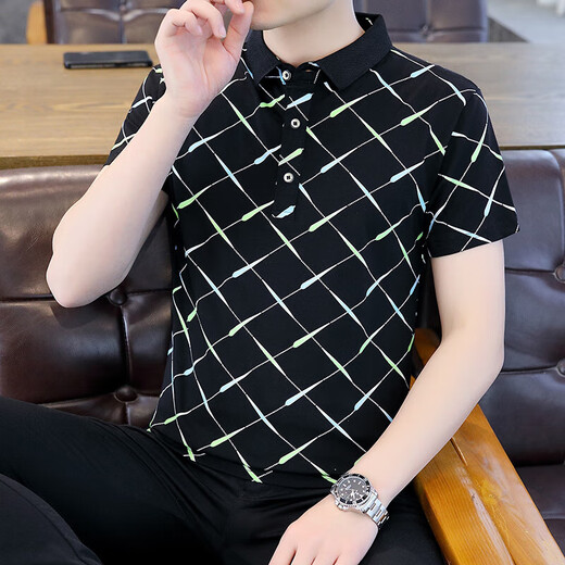 UNI QLO Uniqlo's same 2025 summer new Polo shirt short-sleeved men's trendy brand ins slim lapel half F9226 black 3XL