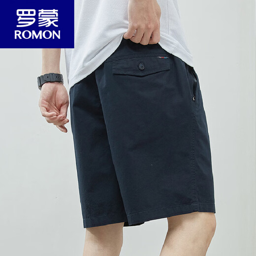 罗蒙（ROMON）夏季新款纯棉男士短裤休闲潮牌宽松5五分裤薄款百搭中裤子 9224卡其色 M 体重90-105斤