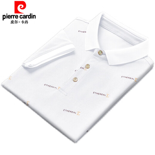 Pier Cardin 2025 Neues Sommer-Revers-Lampel-Herren-Kurzarm-T-Shirt Casual Polo. Hemd-Hemdkragen halbärmelig Ice Seide Weiß QY679 m