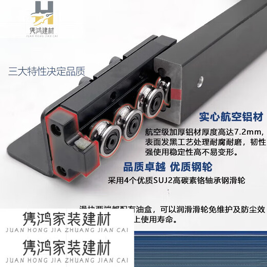 OUOETYTLXT中岛台伸缩隐藏式轨道厨房吧台延伸导轨餐桌抽拉台面滑轨五金 导轨1700mm总长/行程1585mm
